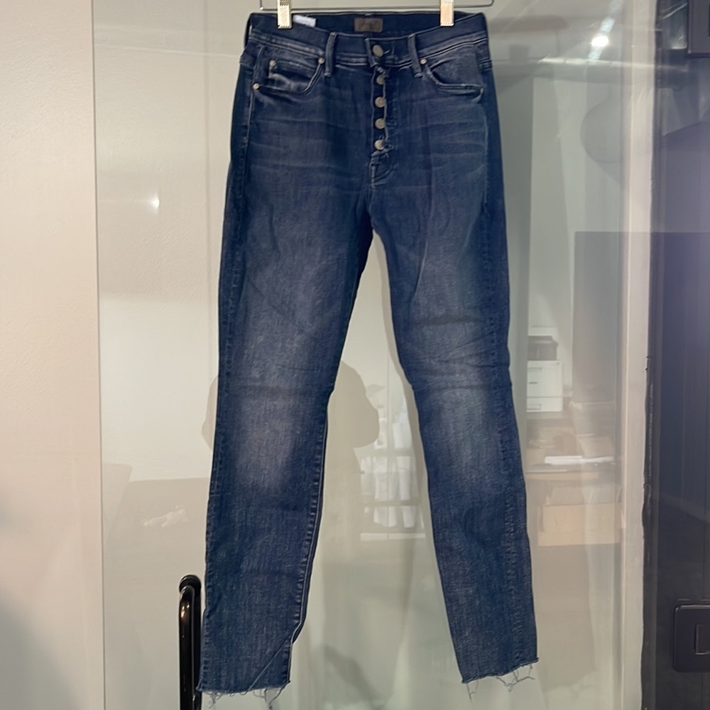 Mother Denim Stunner Jean with Grunge Cut Button